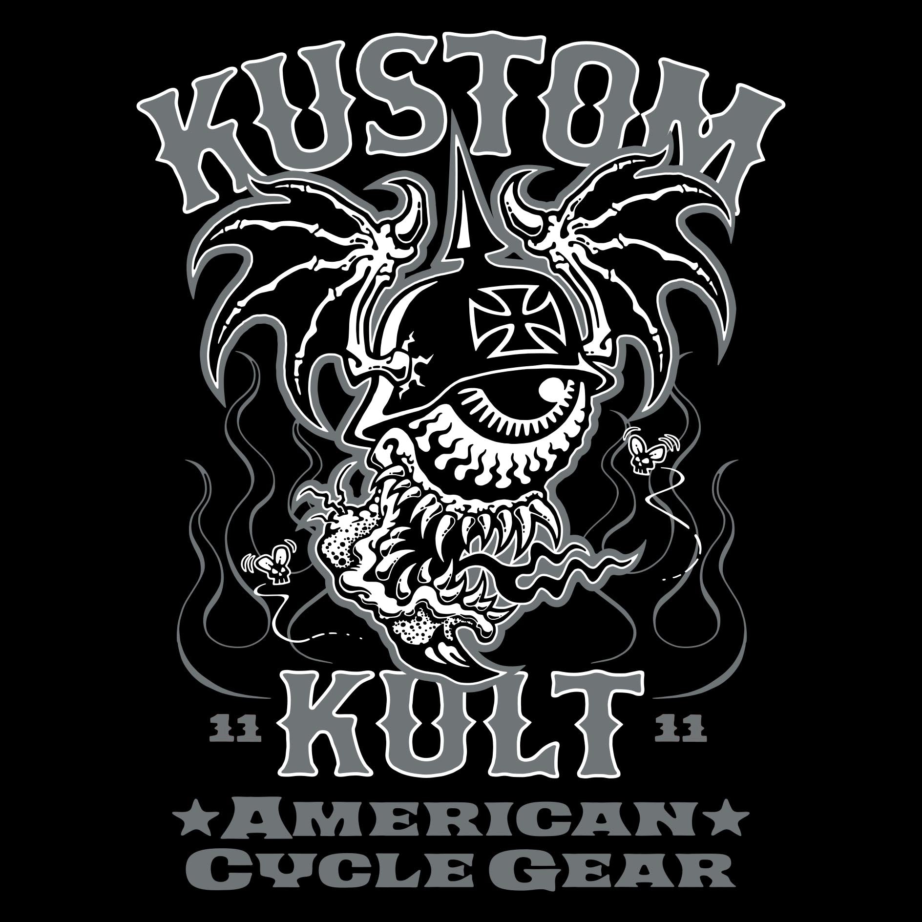 BLOODSHOT BARON > CYCLE~ Gravestone Gray - Hoodie - Black – KUSTOM 