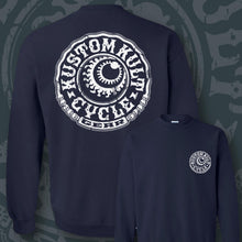 Load image into Gallery viewer, CYCLE GEAR ~ White- Crew Neck - Navy