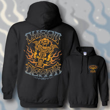 Load image into Gallery viewer, CHEAT DEATH ~ ORANGE & BLUE - Hoodie - BLACK