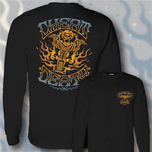 Load image into Gallery viewer, CHEAT DEATH ~ ORANGE & BLUE - Long Sleeve Tee - BLACK