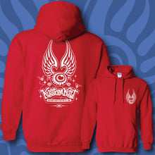 Load image into Gallery viewer, FLYING EYEBALL ~ White - Hoodie - Red