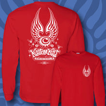 Load image into Gallery viewer, FLYING EYEBALL ~ White - Long Sleeve Tee - Red