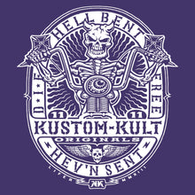 Load image into Gallery viewer, HELLBENT RIDER ~ White - Short Sleeve Tee - Purple