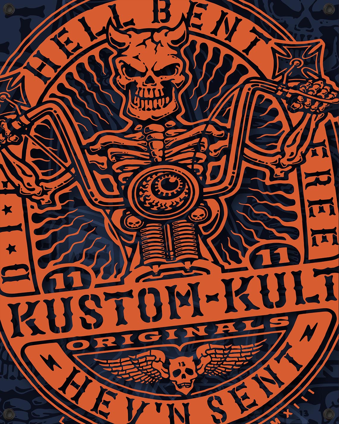 HELL BENT RIDER ~ Orange - Banner – KUSTOM KULT®