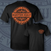 Load image into Gallery viewer, HELL BENT BADGE ~ Orange - Short Sleeve Tee - Black