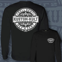 Load image into Gallery viewer, HELL BENT BADGE ~ White - Long Sleeve Tee - BLACK