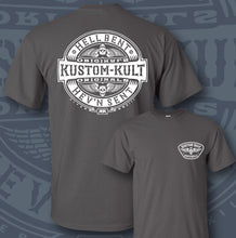 Load image into Gallery viewer, HELL BENT BADGE ~ White - Short Sleeve Tee - Dark Gray