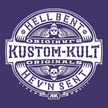 Load image into Gallery viewer, HELL BENT BADGE ~ White - Short Sleeve Tee - Purple