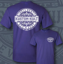 Load image into Gallery viewer, HELL BENT BADGE ~ White - Short Sleeve Tee - Purple