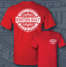 Load image into Gallery viewer, HELL BENT BADGE ~ White - Short Sleeve Tee - Red