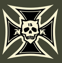 Load image into Gallery viewer, IRON KROSS ~ BLACK 'N BONE - Long Sleeve Tee - Military Green