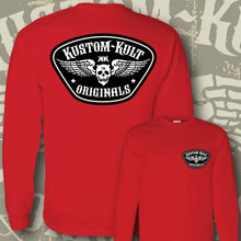 Load image into Gallery viewer, KKO LOGO BADGE ~ Black 'N White - Long Sleeve Tee - Red