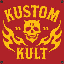 Load image into Gallery viewer, KK SKULL 'N FLAMES AMERICAN CYCLE GEAR~ Yellow - Long Sleeve Tee - RED