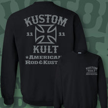 Load image into Gallery viewer, KROSSED UP KK - Rod & Kustom ~ Gray - Long Sleeve Tee - BLACK