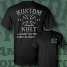 Load image into Gallery viewer, KROSSED UP KK - Rod & Kustom ~ Gray - Short Sleeve Tee - BLACK