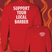 Load image into Gallery viewer, SUPPORT YOUR LOCAL BARBER - Long Sleeve Tee - RED