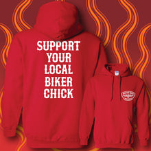 Load image into Gallery viewer, SUPPORT YOUR LOCAL BIKER CHICK - Hoodie - RED