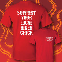 Load image into Gallery viewer, SUPPORT YOUR LOCAL BIKER CHICK - Short Sleeve Tee - RED