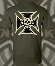 Load image into Gallery viewer, IRON KROSS ~ BLACK 'N BONE - Long Sleeve Tee - Military Green