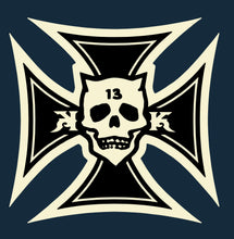 Load image into Gallery viewer, IRON KROSS ~ BLACK 'N BONE - Long Sleeve Tee - Navy