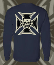 Load image into Gallery viewer, IRON KROSS ~ BLACK 'N BONE - Long Sleeve Tee - Navy