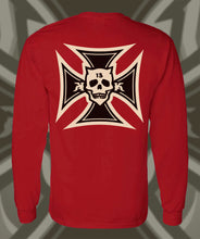 Load image into Gallery viewer, IRON KROSS ~ BLACK 'N BONE - Long Sleeve Tee - Red