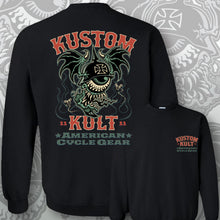 Load image into Gallery viewer, BLOODSHOT BARON &gt; CYCLE ~ Red &amp; Ghoulie Green - Crew Neck - BLACK
