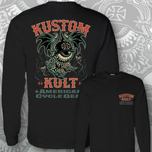 Load image into Gallery viewer, BLOODSHOT BARON &gt; CYCLE~ Red &amp; Ghoulie Green - Long Sleeve Tee - BLACK
