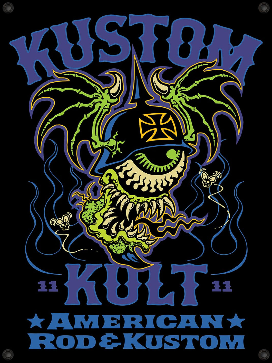 BLOODSHOT BARON > ROD & KUSTOM~ Purple & Lyme - BANNER