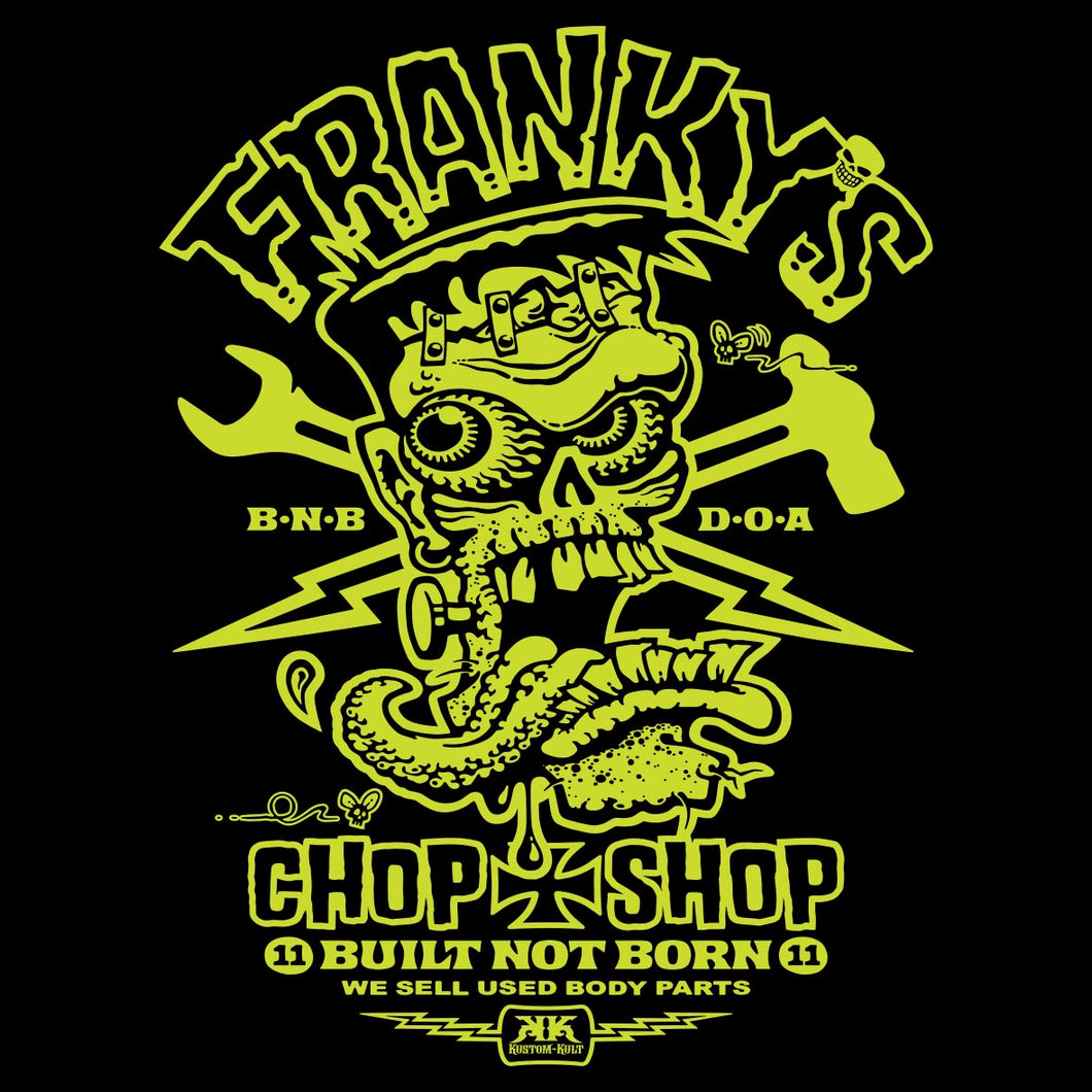 FRANKY ~ MONSTER GREEN - Short Sleeve Tee - BLACK