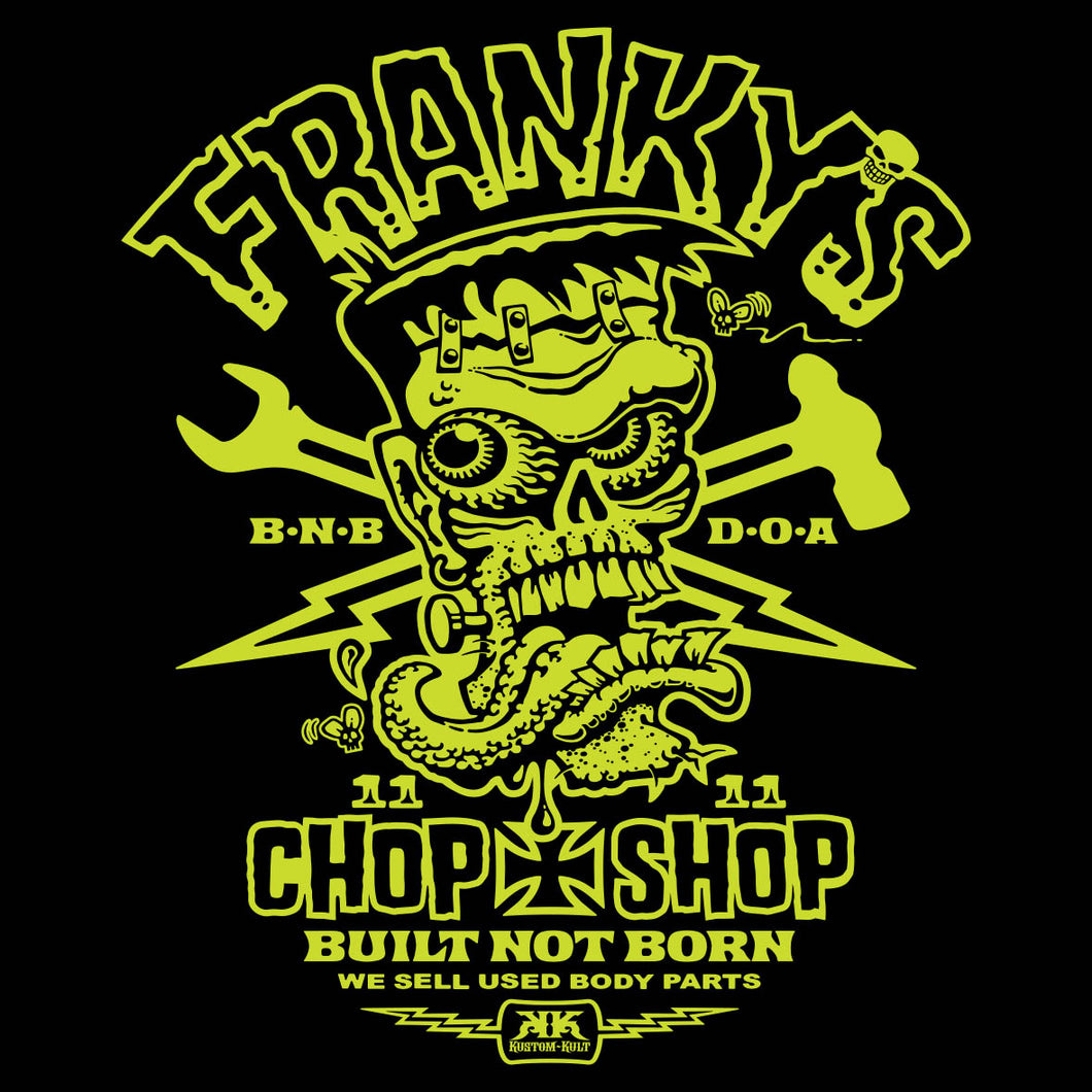 FRANKY ~ MONSTER GREEN - Short Sleeve Tee - BLACK