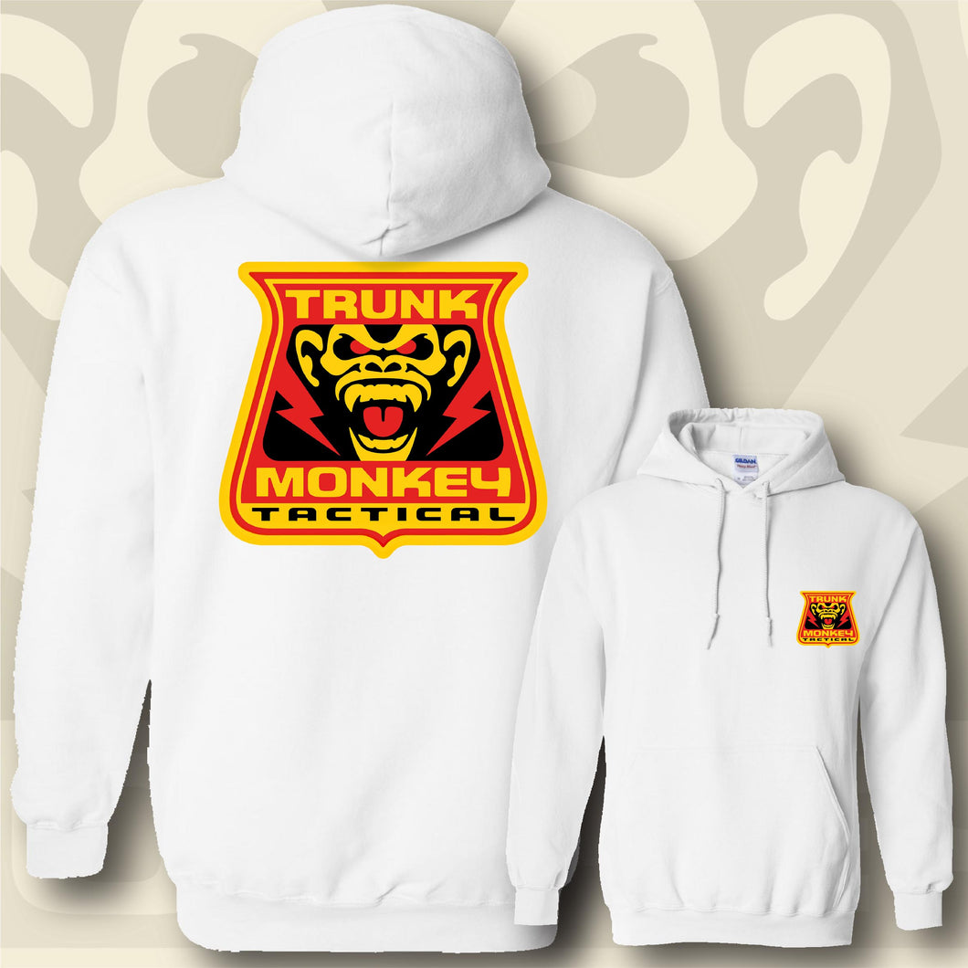 TRUNK MONKEY ~ Red & Yellow - Hoodie - White