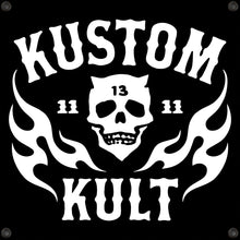 Load image into Gallery viewer, KK SKULL &#39;N FLAMES - AMERICAN CYCLE GEAR ~ White - Short Sleeve Tee - BLACK
