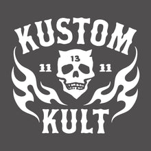 Load image into Gallery viewer, KK SKULL &#39;N FLAMES AMERICAN CYCLE GEAR ~ White - Hoodie - DARK GRAY
