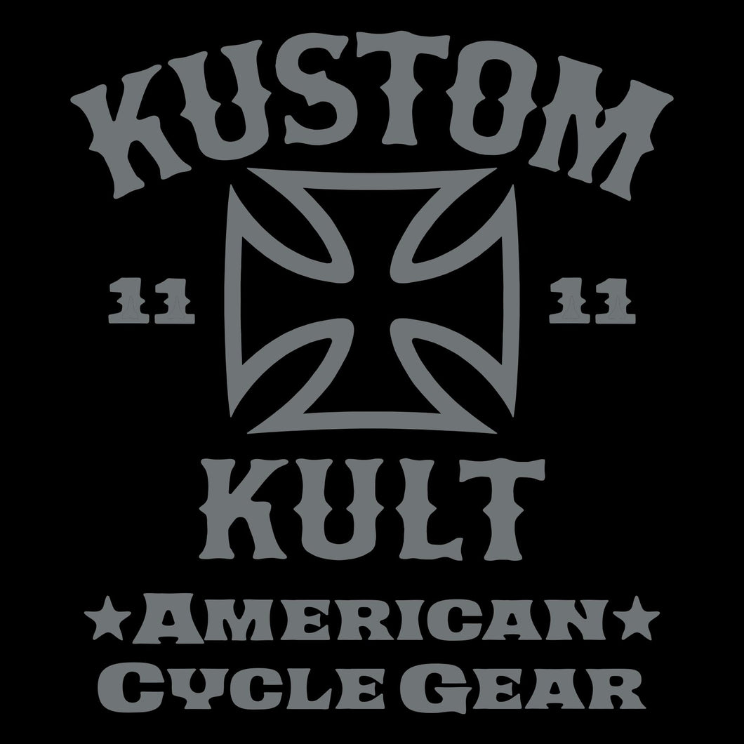 KUSTOM KULT & KROSS - Cycle Gear ~ Gray - Crew Neck - BLACK