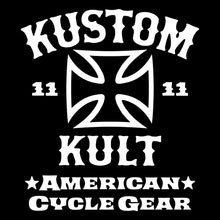 Load image into Gallery viewer, KUSTOM KULT &amp; KROSS - Cycle Gear ~ White - Crew Neck - BLACK
