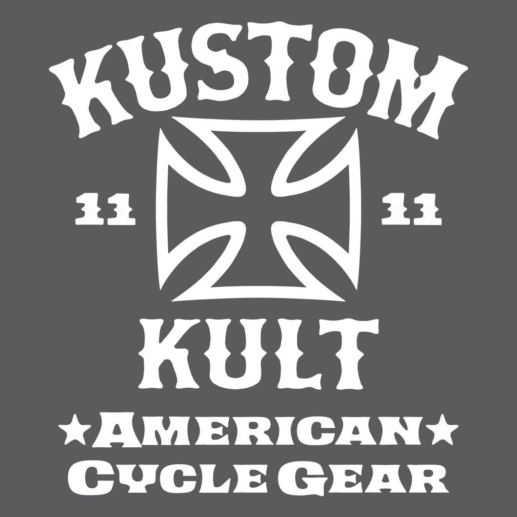KUSTOM KULT & KROSS - Cycle Gear ~ White - Short Sleeve Tee - GRAY