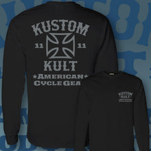 Load image into Gallery viewer, KUSTOM KULT &amp; KROSS - Cycle Gear ~ Gray - Long Sleeve Tee - BLACK
