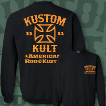 Load image into Gallery viewer, KUSTOM KULT &amp; KROSS - Rod &amp; Kustom ~ Orange - Crew Neck - BLACK
