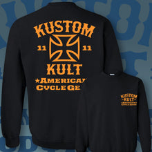 Load image into Gallery viewer, KUSTOM KULT &amp; KROSS - Cycle Gear ~ Orange - Crew Neck - BLACK
