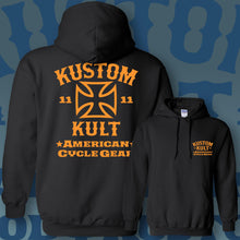 Load image into Gallery viewer, KUSTOM KULT &amp; KROSS - Cycle Gear ~ Orange - Hoodie - BLACK
