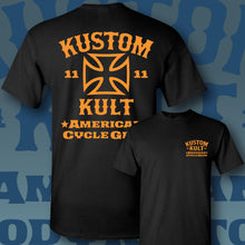 Load image into Gallery viewer, KUSTOM KULT &amp; KROSS - Cycle Gear ~ Orange - Short Sleeve Tee - BLACK
