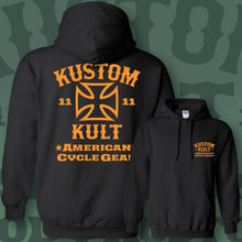 Load image into Gallery viewer, KUSTOM KULT &amp; KROSS - Rod &amp; Kustom ~ Orange - Hoodie - BLACK
