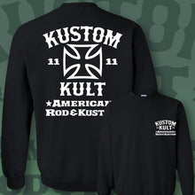 Load image into Gallery viewer, KUSTOM KULT &amp; KROSS - Rod &amp; Kustom ~ White - Crew Neck - BLACK
