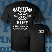 Load image into Gallery viewer, KUSTOM KULT &amp; KROSS - Cycle Gear ~ White - Short Sleeve Tee - BLACK
