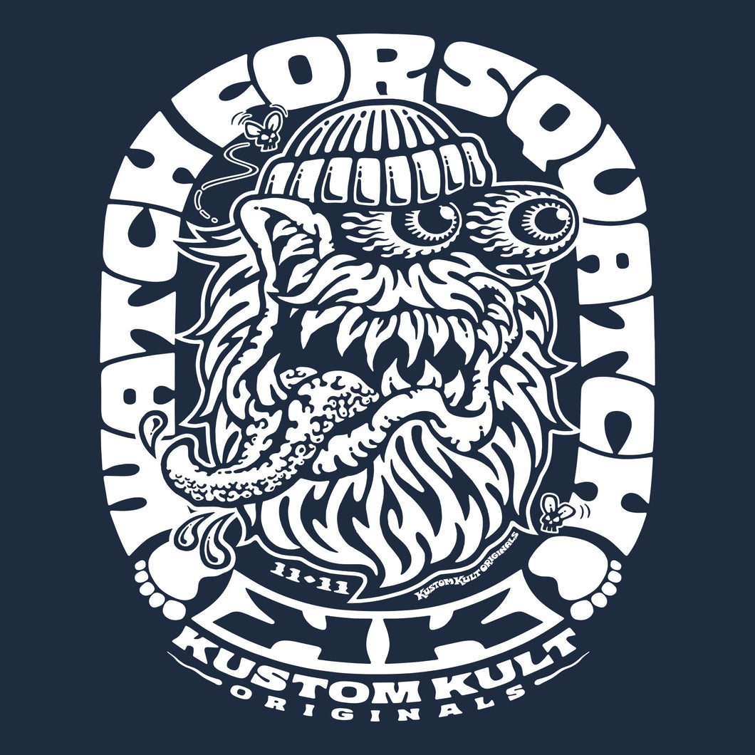 SQUATCH ~ White - Short Sleeve Tee - NAVY