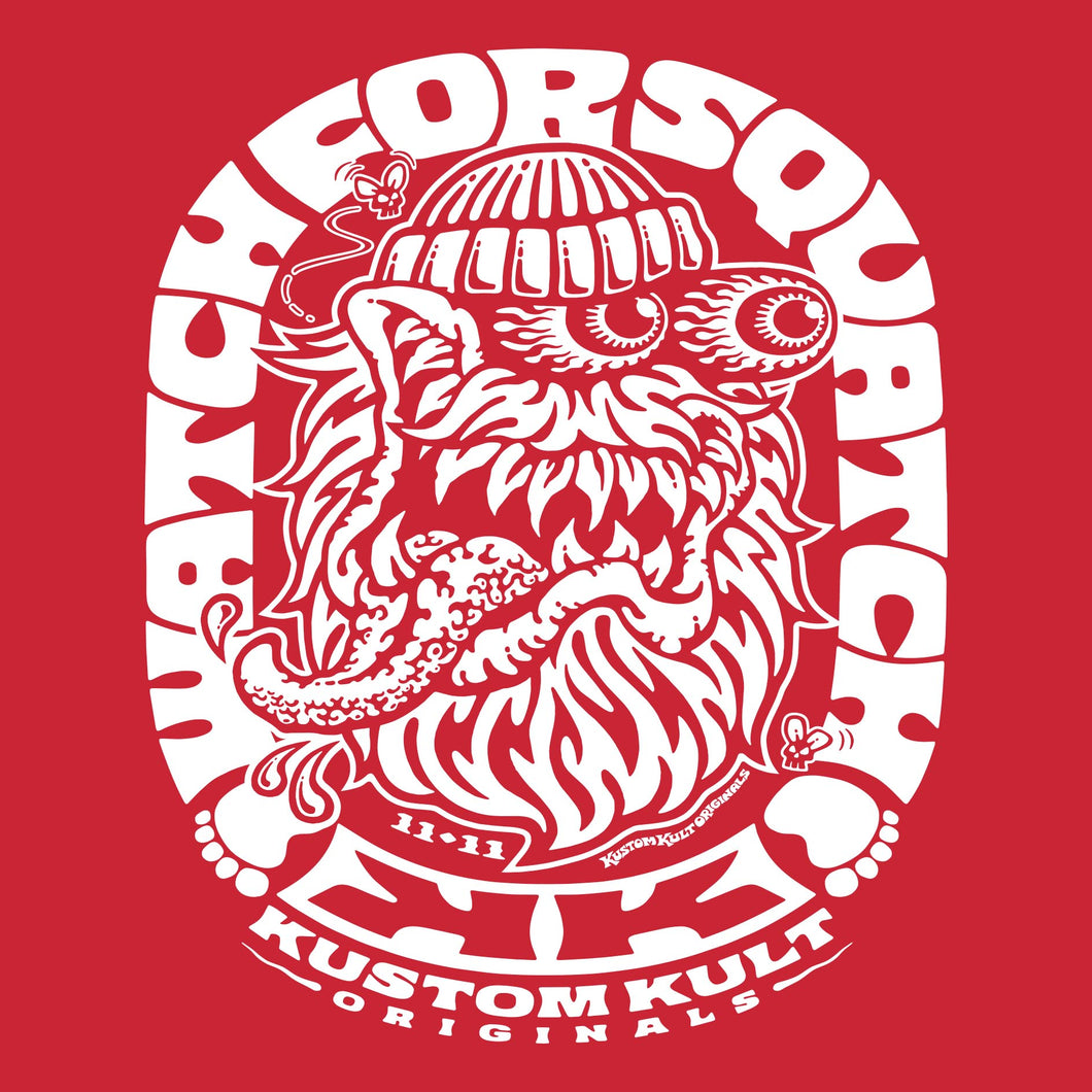 SQUATCH ~ White - Short Sleeve Tee - RED