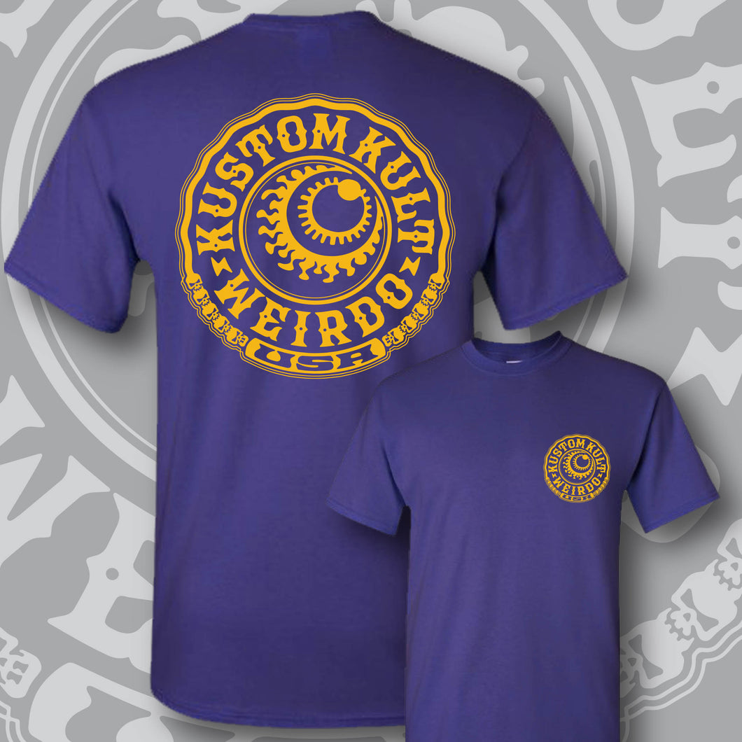 WEIRDO USA ~ Yellow - Short Sleeve Tee - Purple