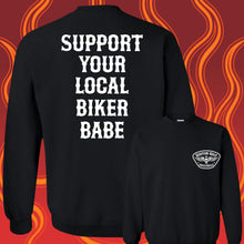 Load image into Gallery viewer, SUPPORT YOUR LOCAL BIKER BABE - Crew Neck - BLACK
