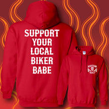Load image into Gallery viewer, SUPPORT YOUR LOCAL BIKER BABE - Hoodie - RED
